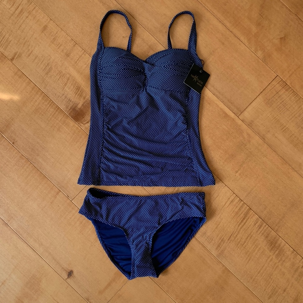 Tankini Vintage Style Navy Polka Dot